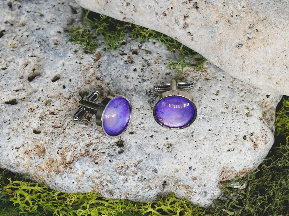 Cufflinks with Galaxy Painted Glass #164