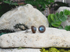 Wood Cufflinks with Labradorite Stone #171