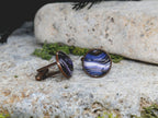 Copper Steel Cufflinks with Abstract Marble Glass #158