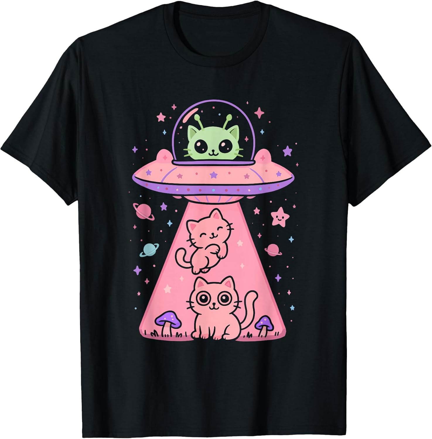 Cat UFO Cute Funny Kitty Kawaii Space Pink Spaceship Alien T-Shirt Unisex T-shirt, Sweatshirt, Hoodie, Long Sleeve Tee
