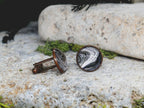 Copper Steel Cufflinks with Abstract Marble Glass #156