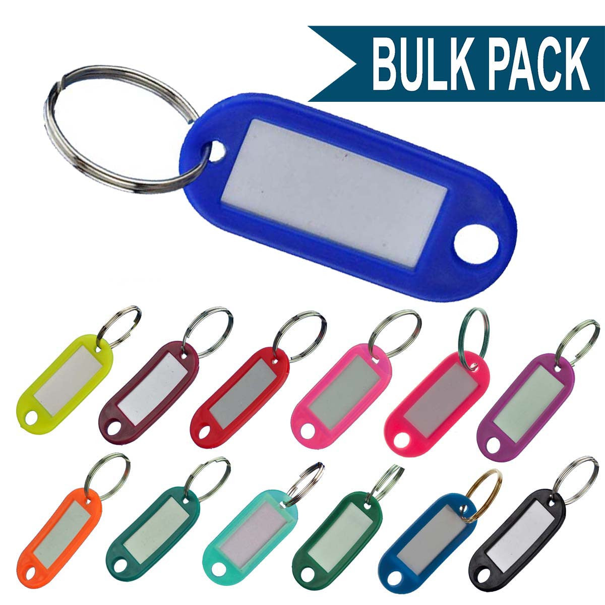 Key Identifier Tag Plastic Keytag with Split Key Ring - Bulk Pack 50 to a Bag