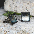 Cufflinks with Galaxy Painted Glass #138