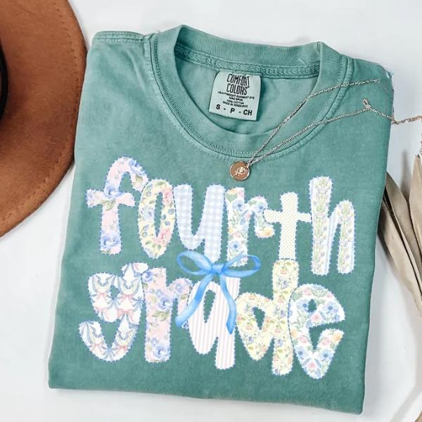 Comfort Colors Fourth Grade Teacher Shirt, Coquette Bow 4th Grade Team Shirts, Back to School TShirt