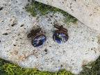 Copper Steel Cufflinks with Abstract Marble Glass #154