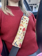 Snap Sateen Seat Belt Cover, 100% Cotton, Soft Neck Strap Pad, Purse Strap Cushion