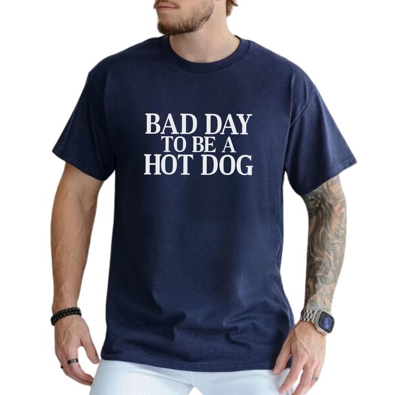 MAPTEES Bad Day To Be a Hot Dog Graphic Tee, Independence Day T-shirt For Men, Funny 4th Of July Shirt, Funny Patriotic Men Tee, Summer Party Outfits