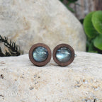 Wood Cufflinks with Labradorite Stone #169