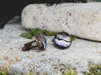 Copper Steel Cufflinks with Abstract Marble Glass #149