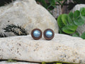 Wood Cufflinks with Labradorite Stone #170