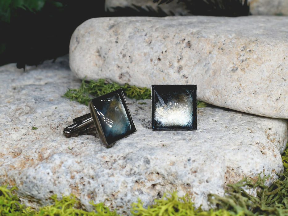 Cufflinks with Galaxy Painted Glass #138