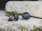 Black Steel Cufflinks with Abstract Glass #124