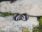Copper Steel Cufflinks with Abstract Marble Glass #152