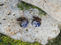 Copper Steel Cufflinks with Abstract Marble Glass #151