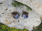 Copper Steel Cufflinks with Abstract Marble Glass #151