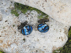 Black Steel Cufflinks with Abstract Glass #122