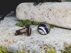 Copper Steel Cufflinks with Abstract Marble Glass #152