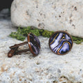 Copper Steel Cufflinks with Abstract Marble Glass #150
