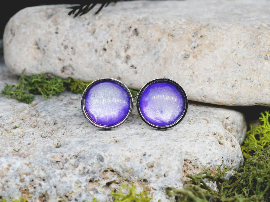 Cufflinks with Galaxy Painted Glass #163
