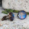 Copper Steel Cufflinks with Marocco Mandala Glass #144