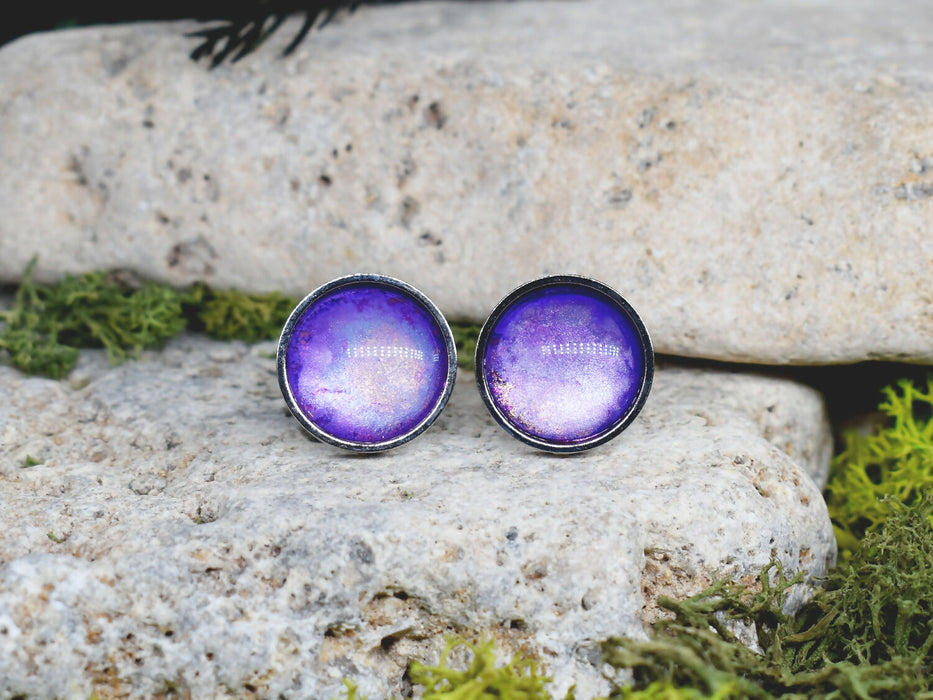 Cufflinks with Galaxy Painted Glass #164