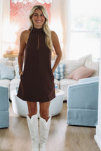 Born to Outshine Mini Dress - Dark Brown