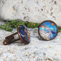 Copper Steel Cufflinks with Marocco Mandala Glass #140