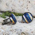 Black Steel Cufflinks with Abstract Glass #123