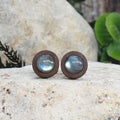 Wood Cufflinks with Labradorite Stone #172