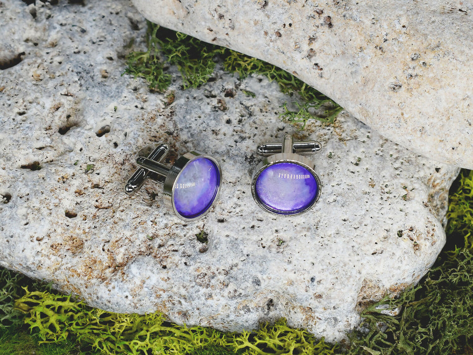 Cufflinks with Galaxy Painted Glass #163