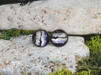 Copper Steel Cufflinks with Abstract Marble Glass #149