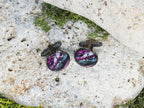 Black Steel Cufflinks with Abstract Glass #124