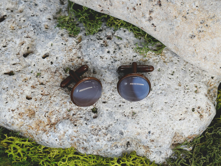 Copper Steel Cufflinks with Agate Stone #160