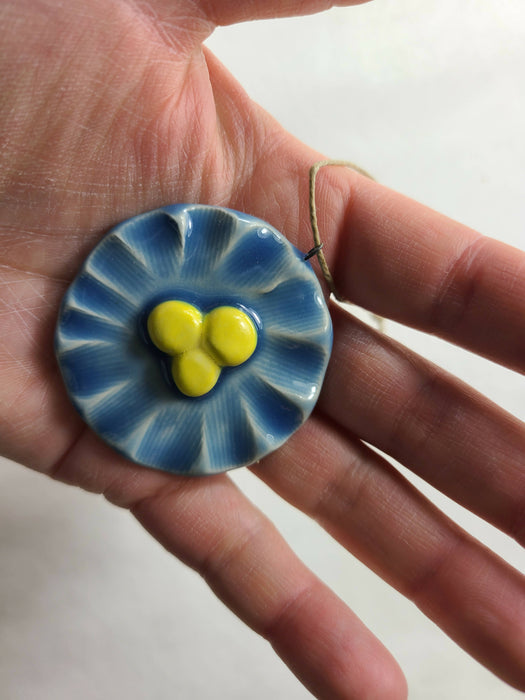 Blue Flower Ornament - Pottery Easter Ornament