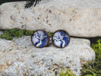Copper Steel Cufflinks with Abstract Marble Glass #151