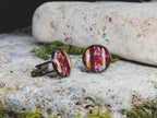 Black Steel Cufflinks with Abstract Glass #119
