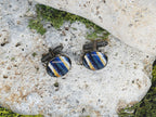 Black Steel Cufflinks with Abstract Glass #123