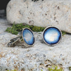 Cufflinks with Galaxy Painted Glass #166