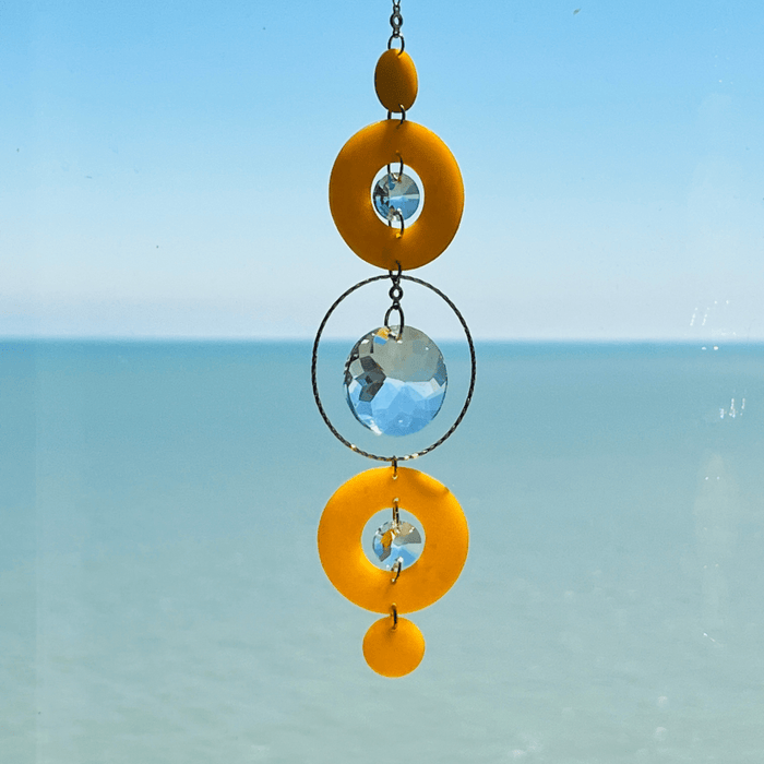 Color Burst Circle Suncatcher – Handmade Clay Decor