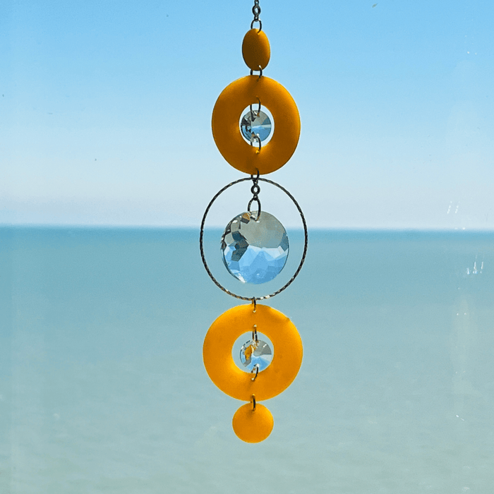 Color Burst Circle Suncatcher – Handmade Clay Decor