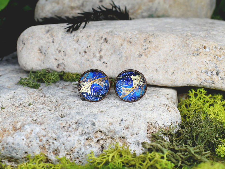 Copper Steel Cufflinks with Marocco Mandala Glass #142