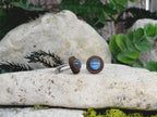 Wood Cufflinks with Labradorite Stone #168