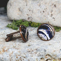 Copper Steel Cufflinks with Abstract Marble Glass #152