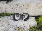 Copper Steel Cufflinks with Abstract Marble Glass #156