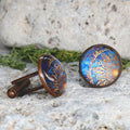 Copper Steel Cufflinks with Marocco Mandala Glass #139