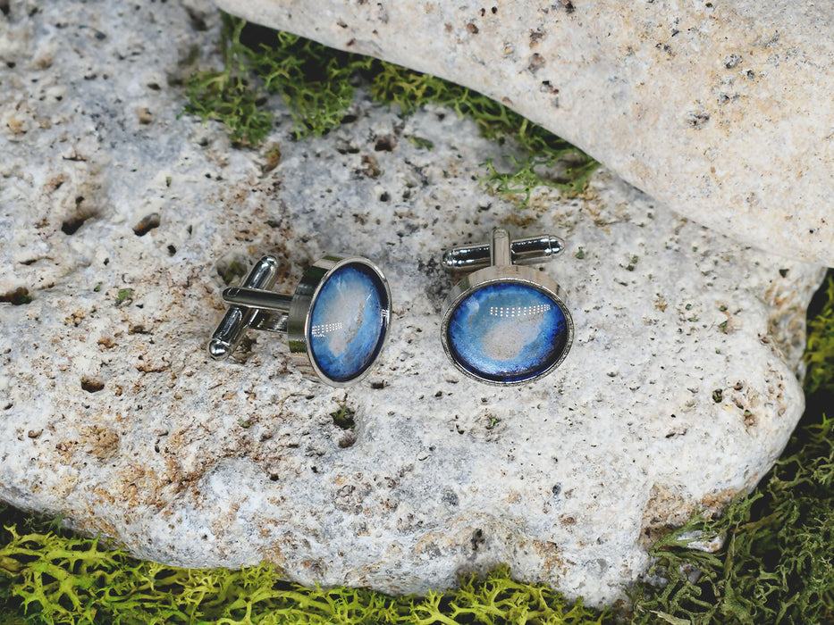Cufflinks with Galaxy Painted Glass #166