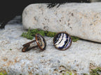 Copper Steel Cufflinks with Abstract Marble Glass #157